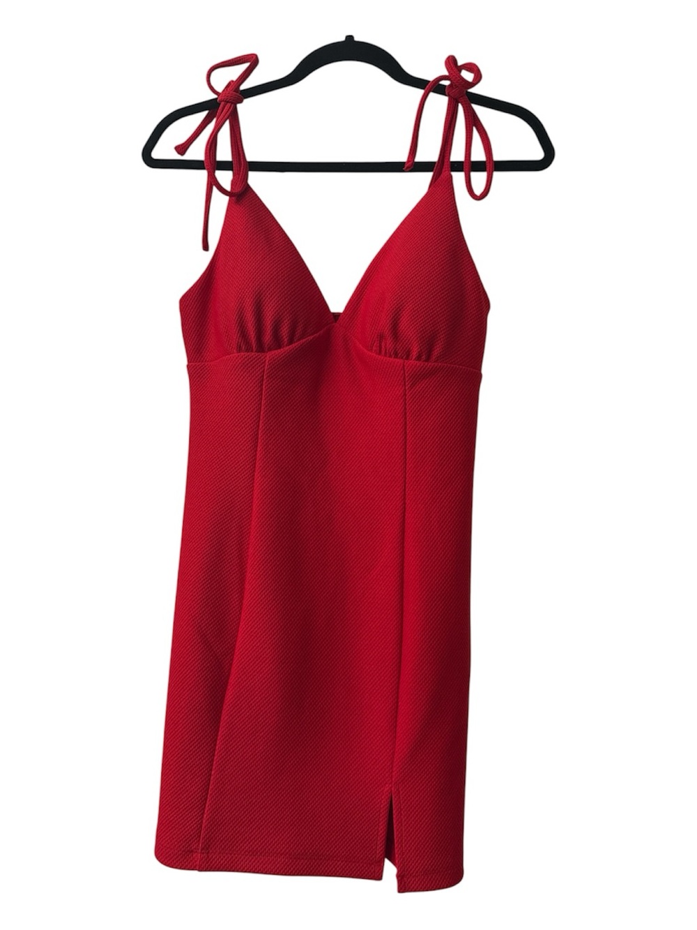 Speechless Red Textured V-Neck Mini Dress
